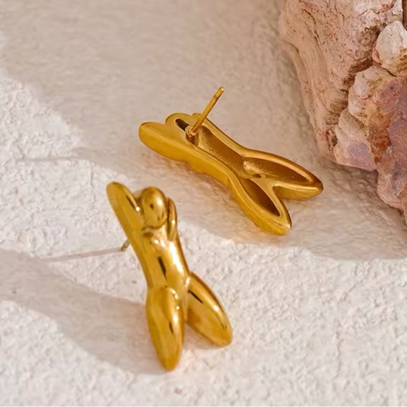 Anthropologie Body Gold Abstract Figure Earrings - Picture 3 of 10